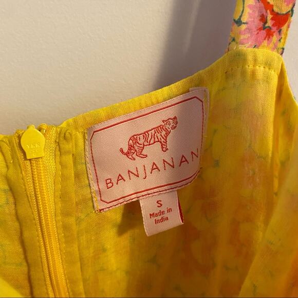 Banjanan Yellow Pink Floral Cutout Cotton Maxi Dress Small - Picture 10 of 16